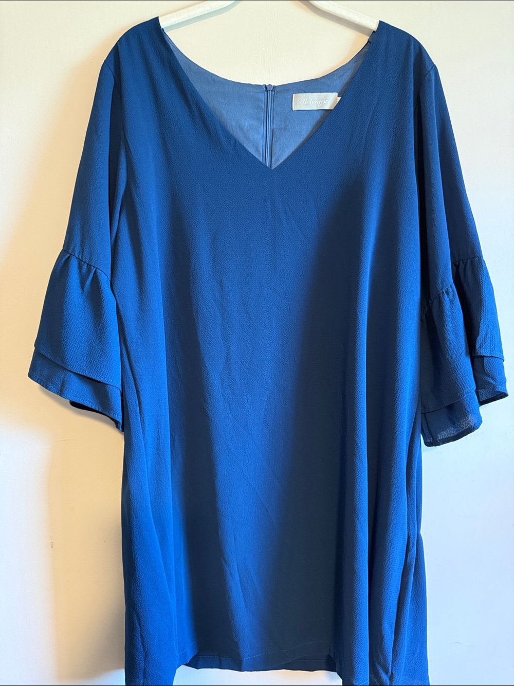 V-Neck Flutter Sleeve Tunic Top - Royal Blue